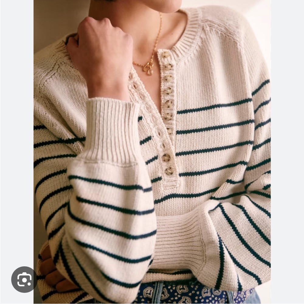 Sezane Leontine Jumper (Ecru Navy)  Size M
